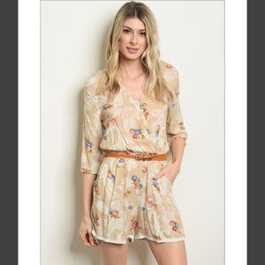 New w tag Tan w Paisley Print Romper!